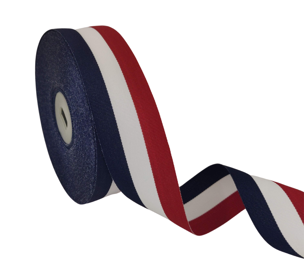 NAVY-WHITE-RED STRIPES RIBBON (38 MM)