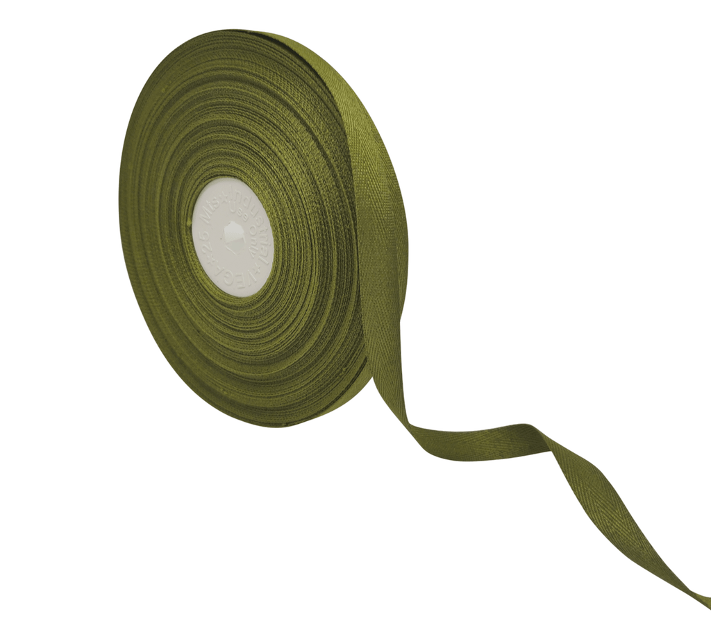 OLIVE GREEN VEDA TWILL RIBBON (10MM | 25MTR)