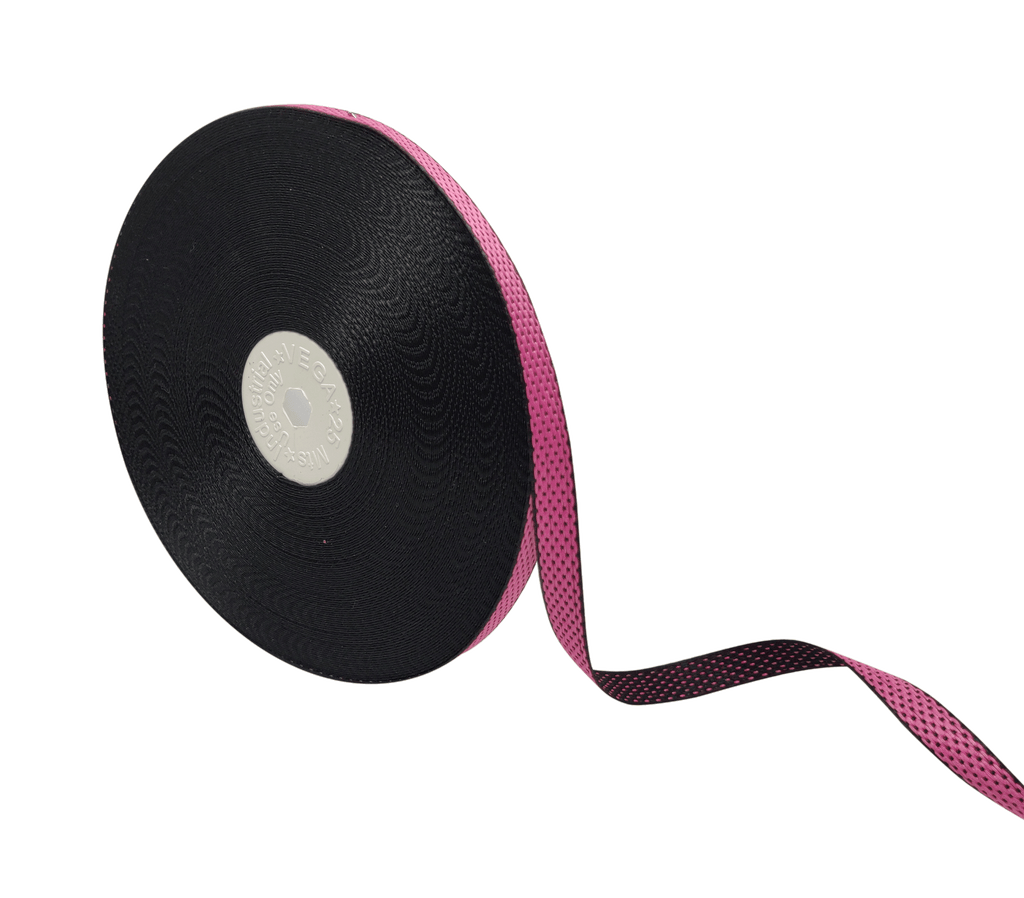 PINK WITH BLACK HONEYCOMB RIBBON (10 MM)