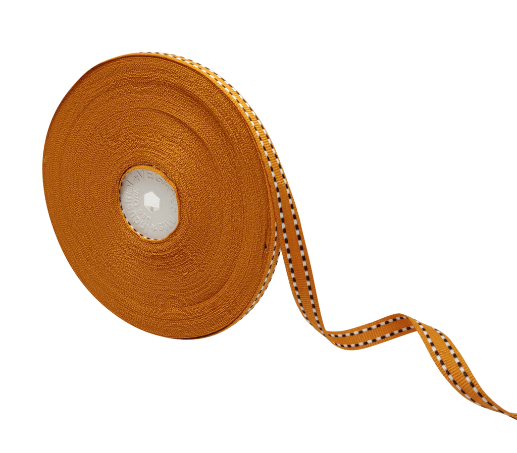 ORANGE WITH B&W STITCHING RIBBON (10 MM)