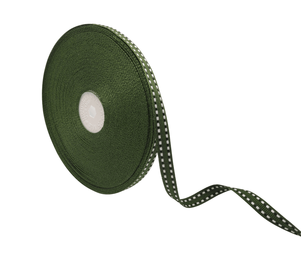 MILITARY GREEN WITH B&W STITCHING RIBBON (10 MM)