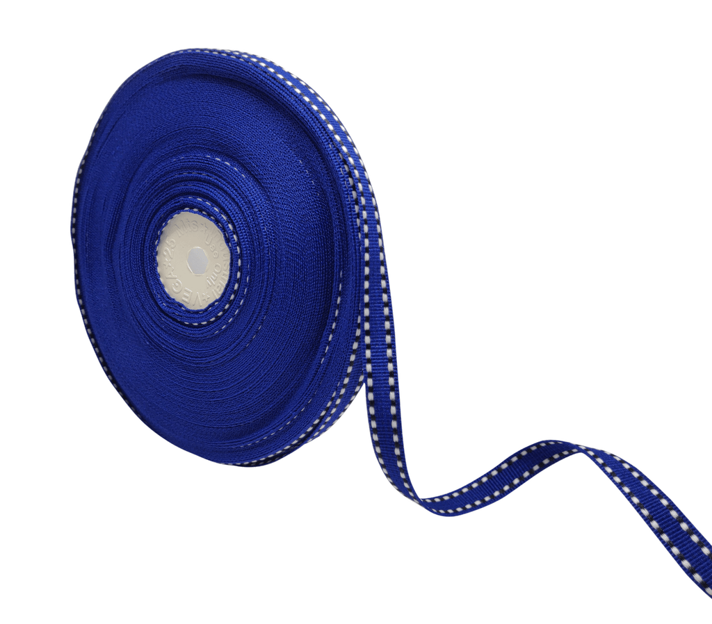 ROYAL BLUE WITH B&W STITCHING RIBBON (10 MM)
