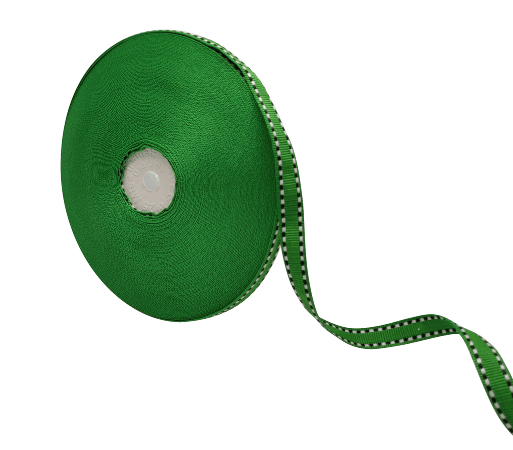 GREEN WITH B&W STITCHING RIBBON (10 MM)