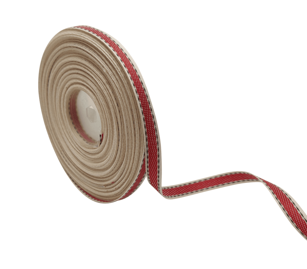 RED WITH BLACK STITCHING RIBBON (10 MM)