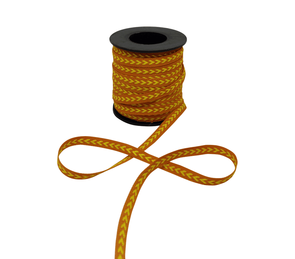ORANGE WITH YELLOW ARROWS RIBBON (6 MM)
