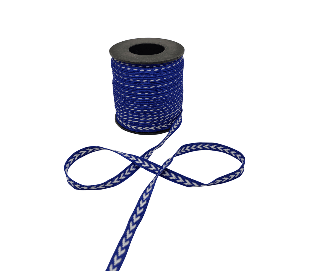 ROYAL BLUE WITH WHITE ARROWS RIBBON (6 MM)