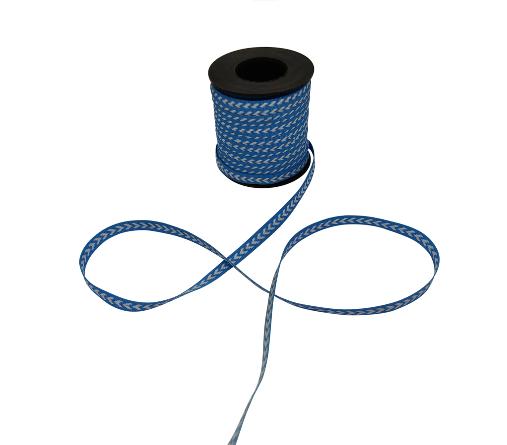 SKY BLUE WITH WHITE ARROWS RIBBON (6 MM)