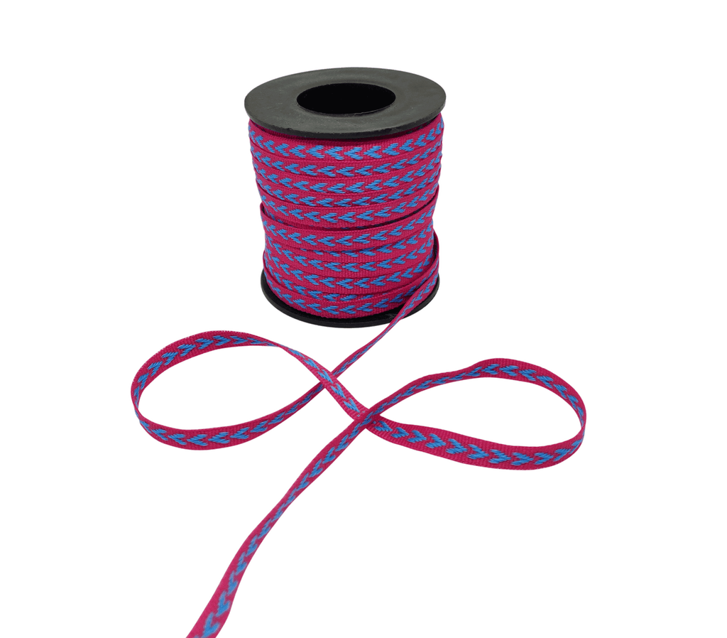 RANI PINK WITH BLUE ARROWS RIBBON (6 MM)