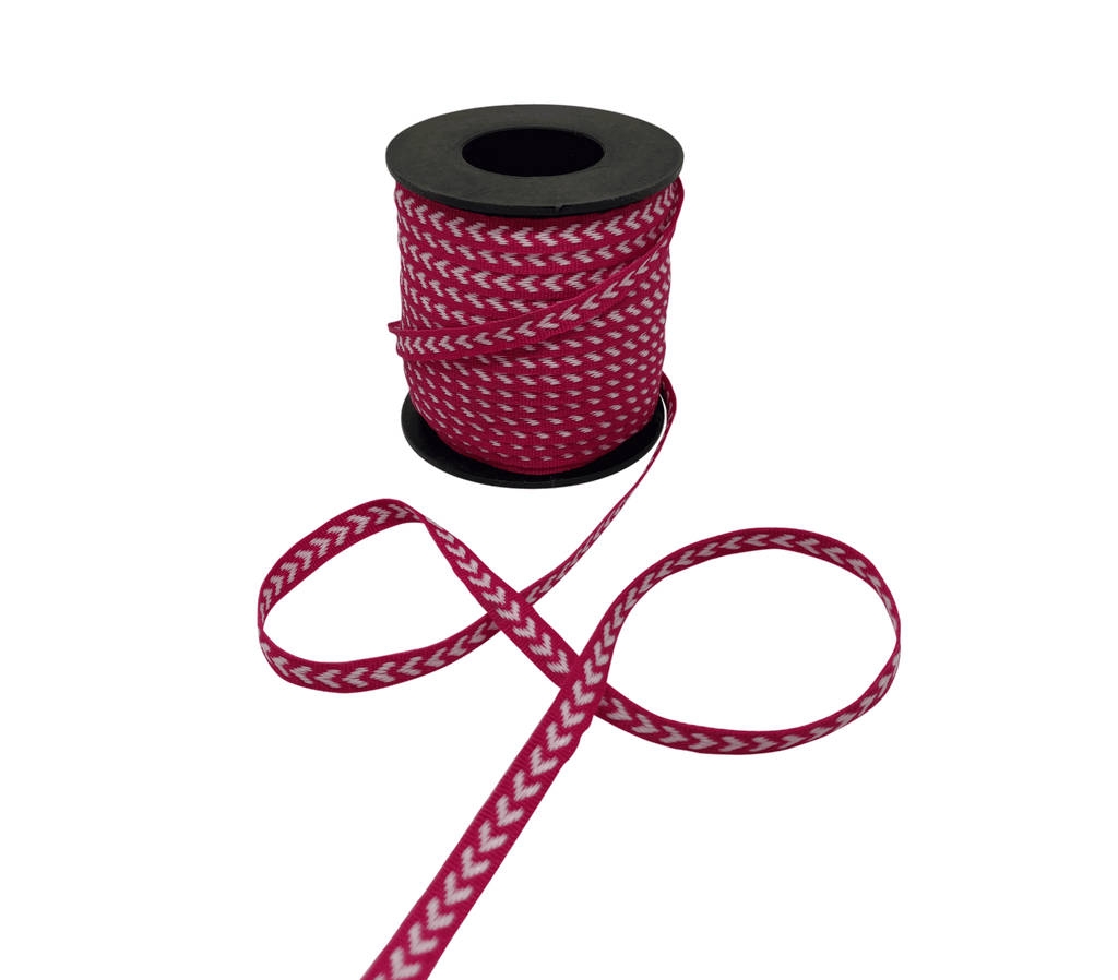RANI PINK WITH WHITE ARROWS RIBBON (6 MM)