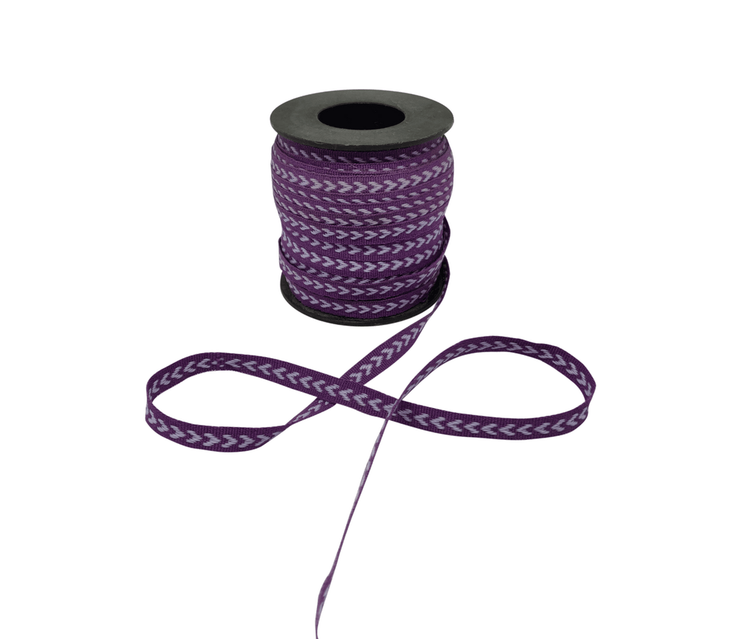 PURPLE WITH LAVENDER ARROWS RIBBON (6 MM)