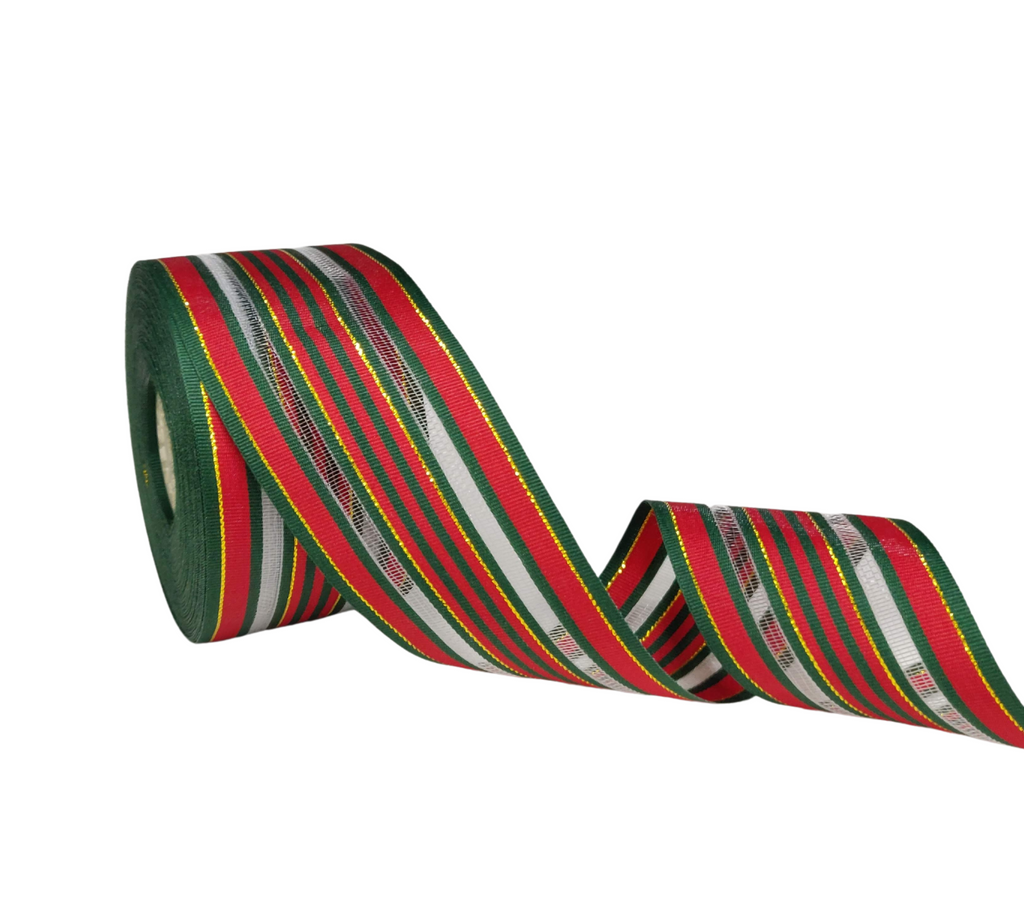 CHRISTMAS RIBBON WITH GOLD ZARI RIBBON (50 MM)