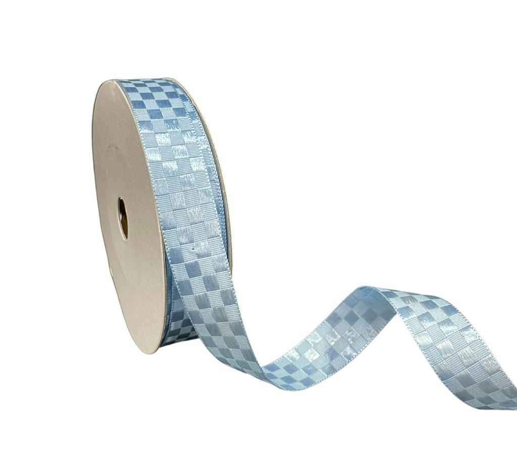 BABY BLUE SATIN CHECKSRIBBON (18 MM)