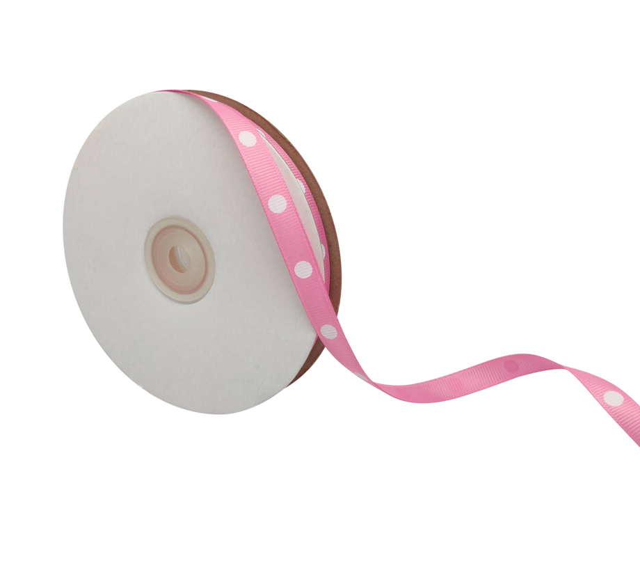 LIGHT PINK WITH WHITE ARIA DOTS RIBBON (10MM | 45MTR