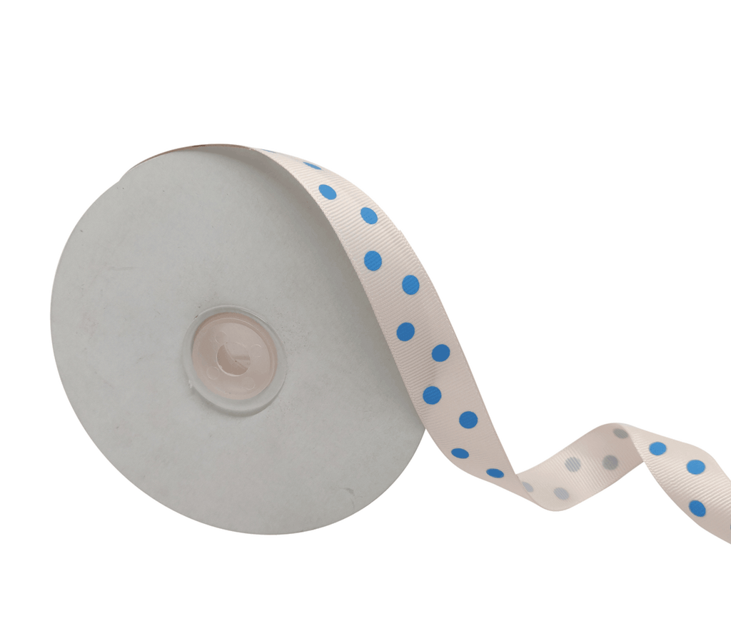 BARELY PINK WITH BLUE ARIA DOTS RIBBON (20MM | 45MTR)