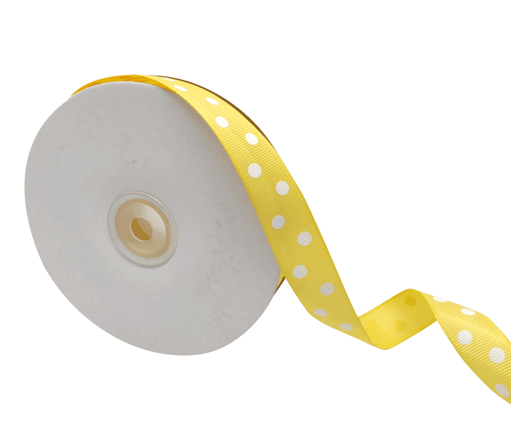 LEMON YELLOW WITH WHITE ARIA DOTS RIBBON (20MM | 45MTR)