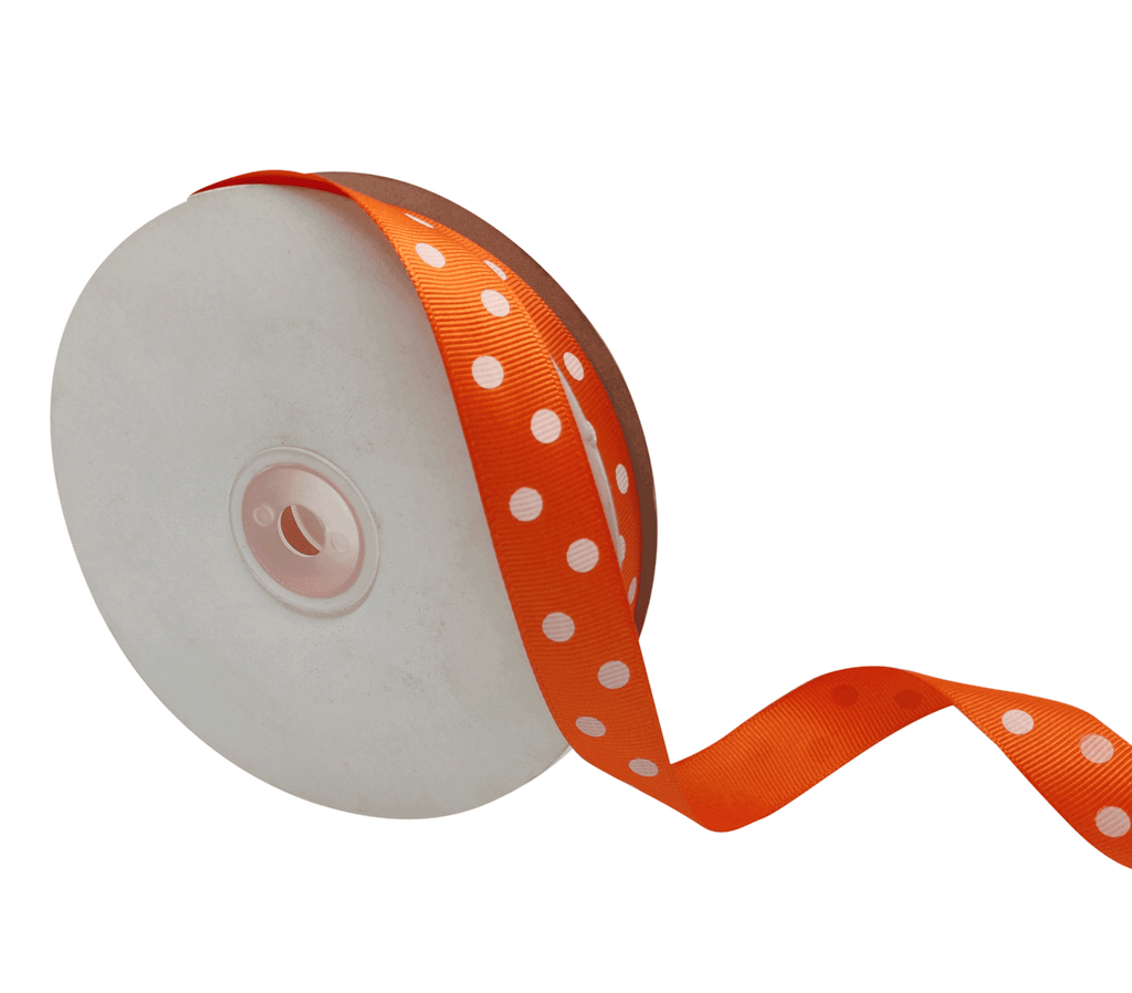 ORANGE WITH WHITE ARIA DOTS RIBBON (20MM | 45MTR)