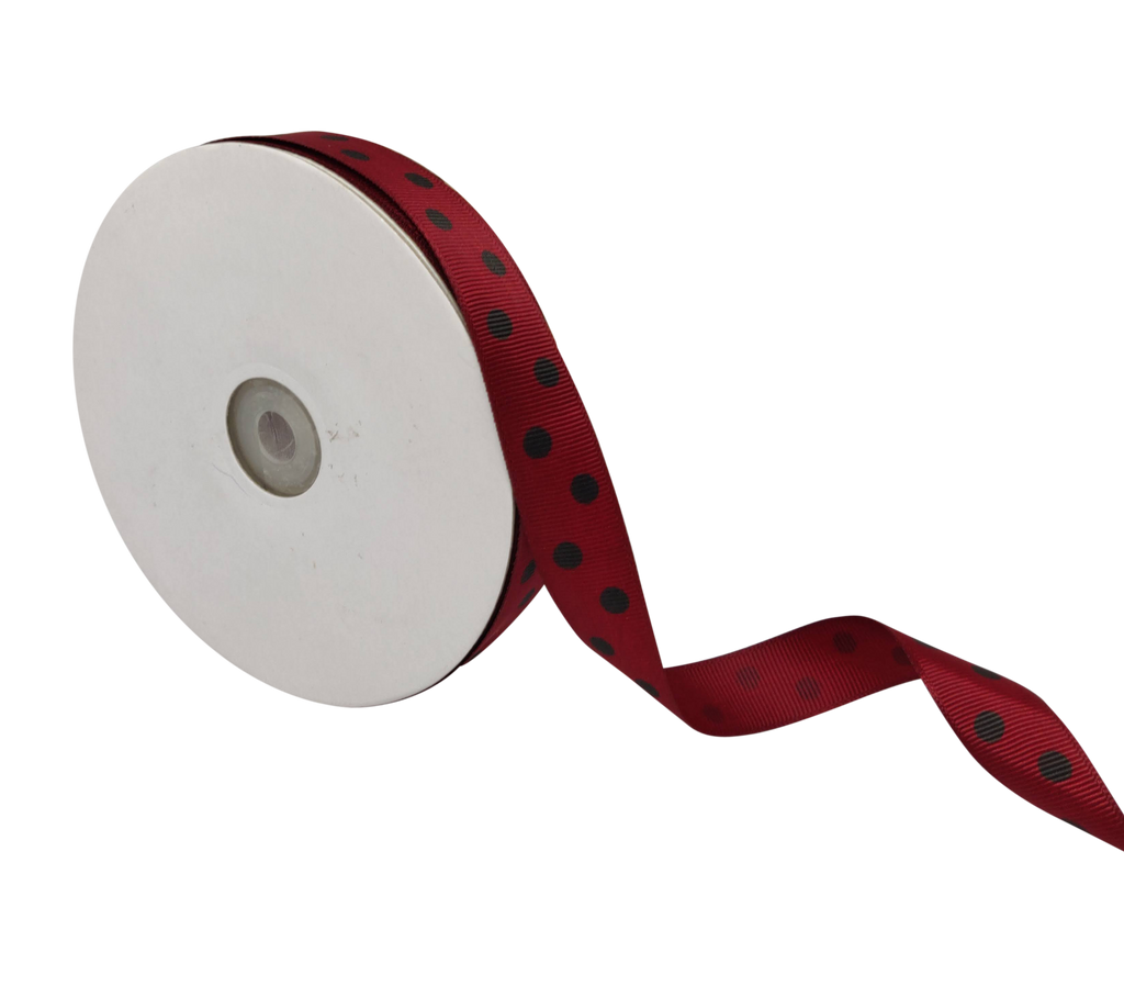 WINE WITH BLACK ARIA DOTS RIBBON (20MM | 45MTR)
