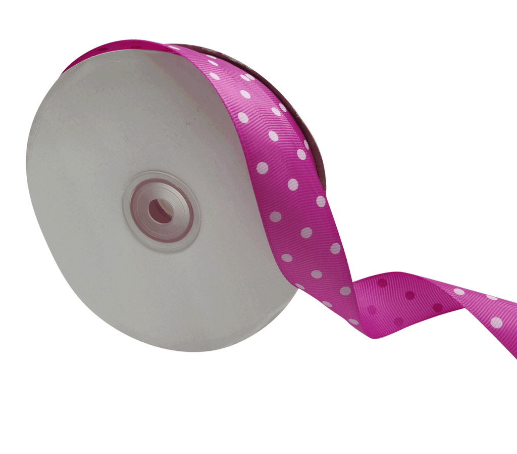 ORCHID PINK WITH WHITE ARIA DOTS RIBBON (25MM | 45MTR)
