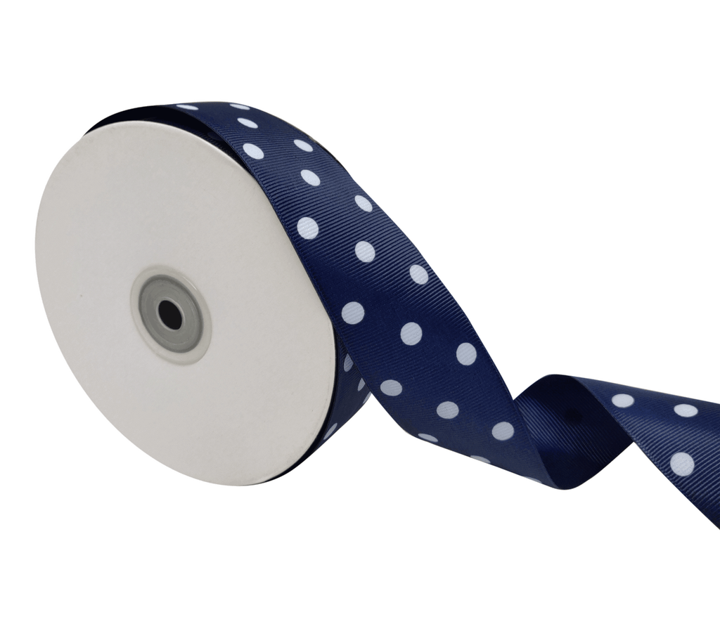 NAVY BLUE WITH WHITE ARIA DOTS RIBBON (38MM | 45MTR)