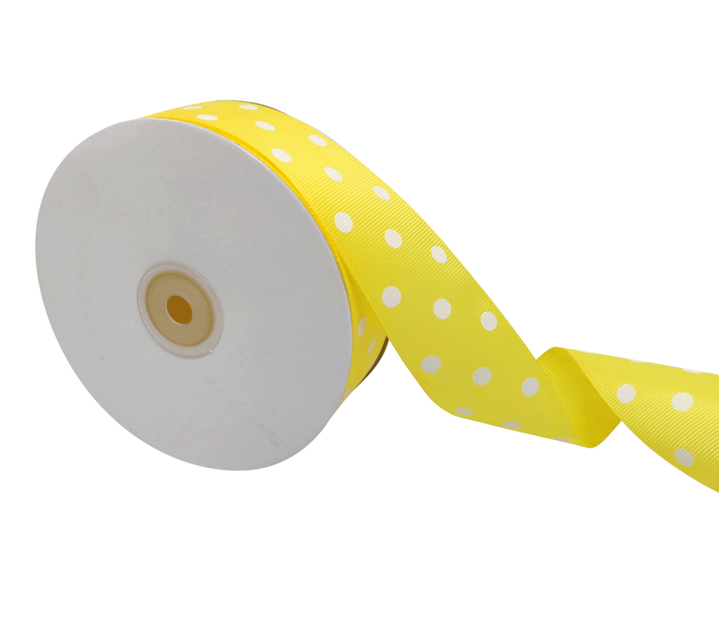 LEMON YELLOW WITH WHITE ARIA DOTS RIBBON (38MM | 45MTR)