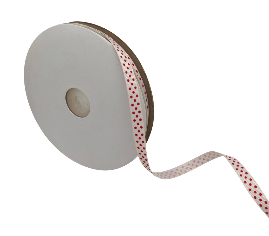 BARELY PINK WITH RED LUMINA DOTS RIBBON (10MM | 45MTR)