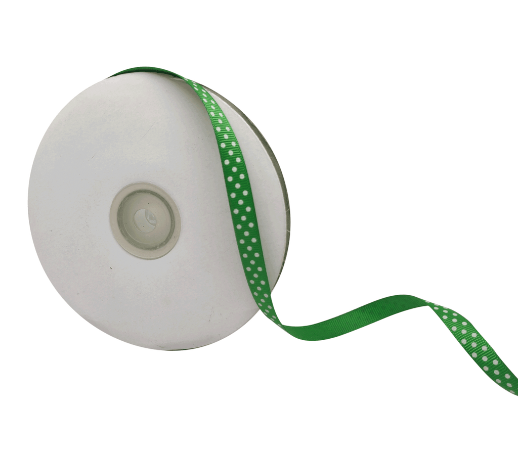 GREEN WITH WHITE LUMINA DOTS RIBBON (10MM | 45MTR)