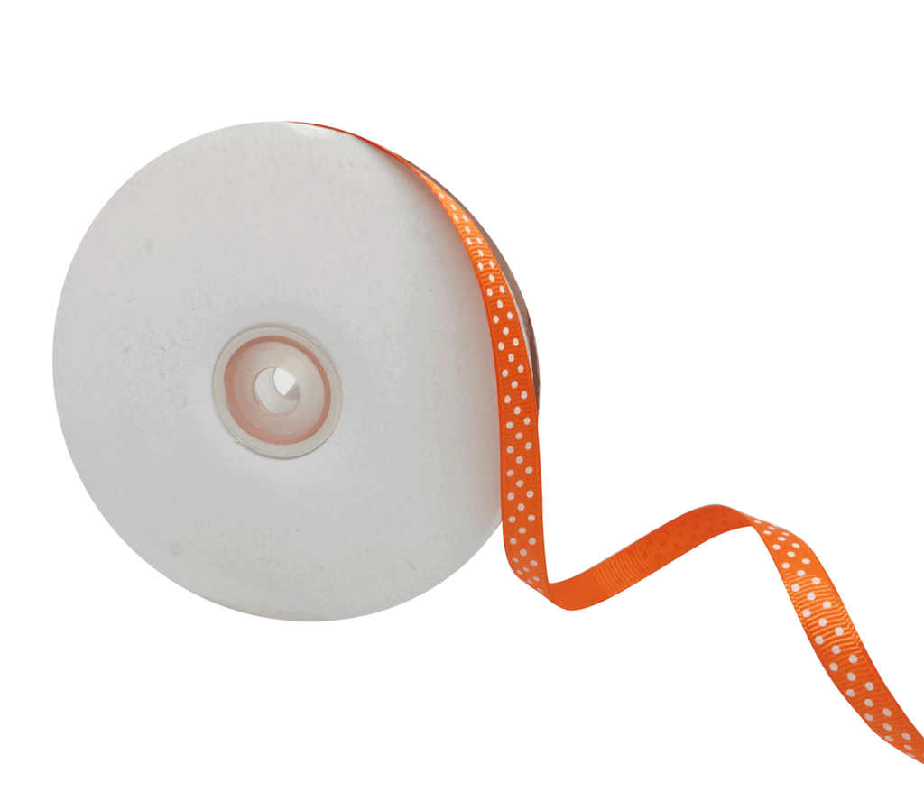 ORANGE WITH WHITE LUMINA DOTS RIBBON (10MM | 45MTR)