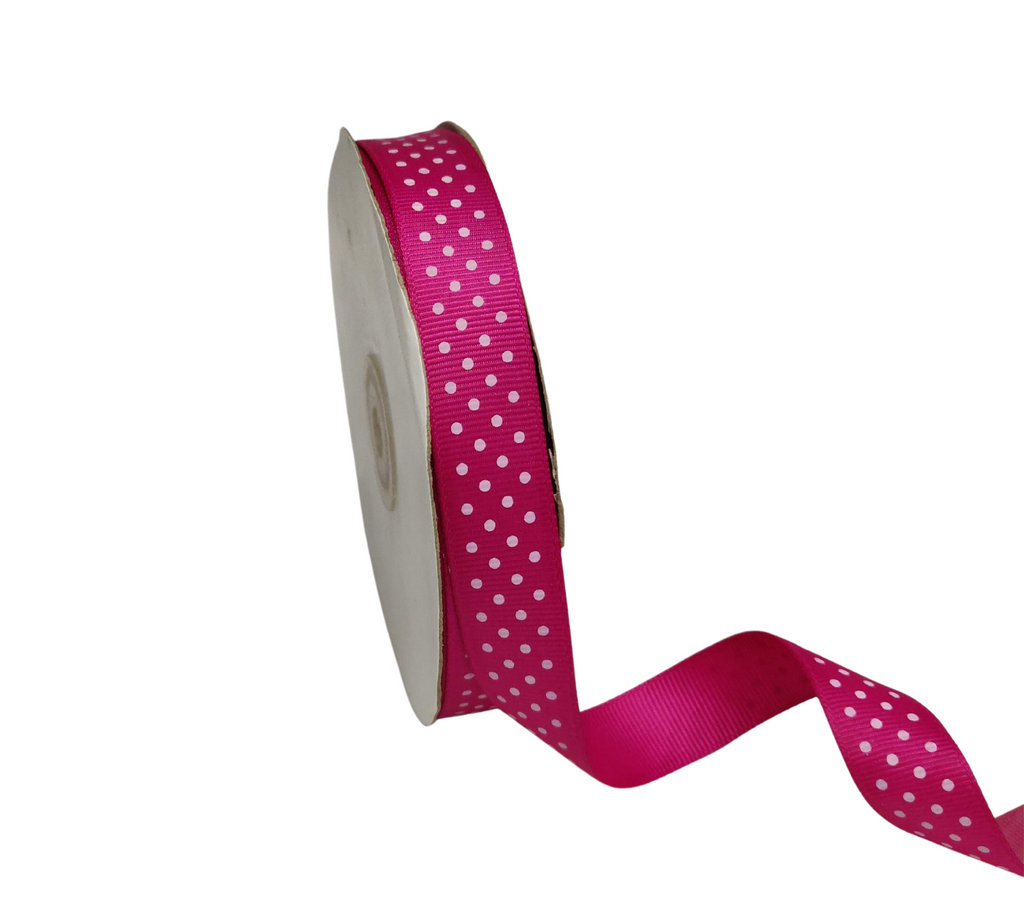 MAGENTA WITH WHITE LUMINA DOTS RIBBON (20MM | 45MTR)