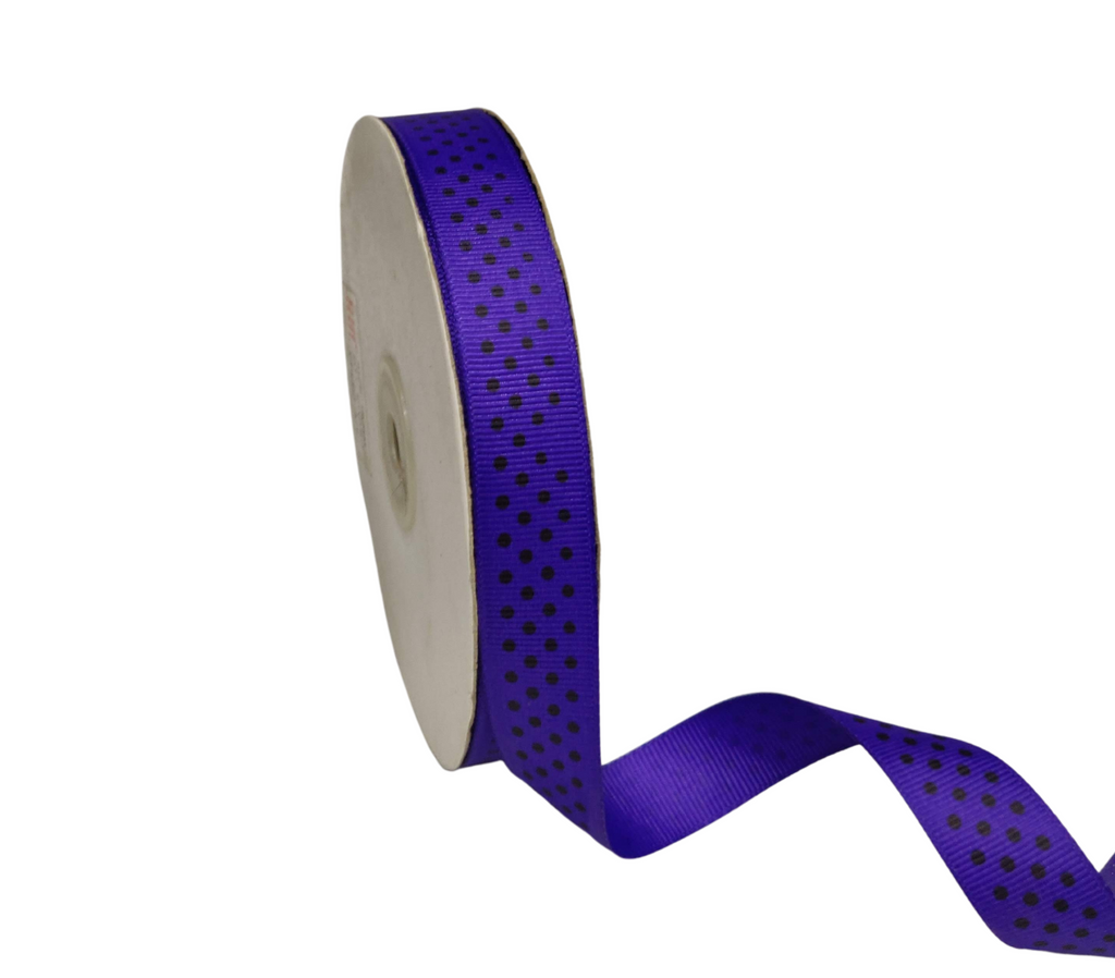 MEDIUM PURPLE WITH BLACK LUMINA DOTS RIBBON (20MM | 45MTR)