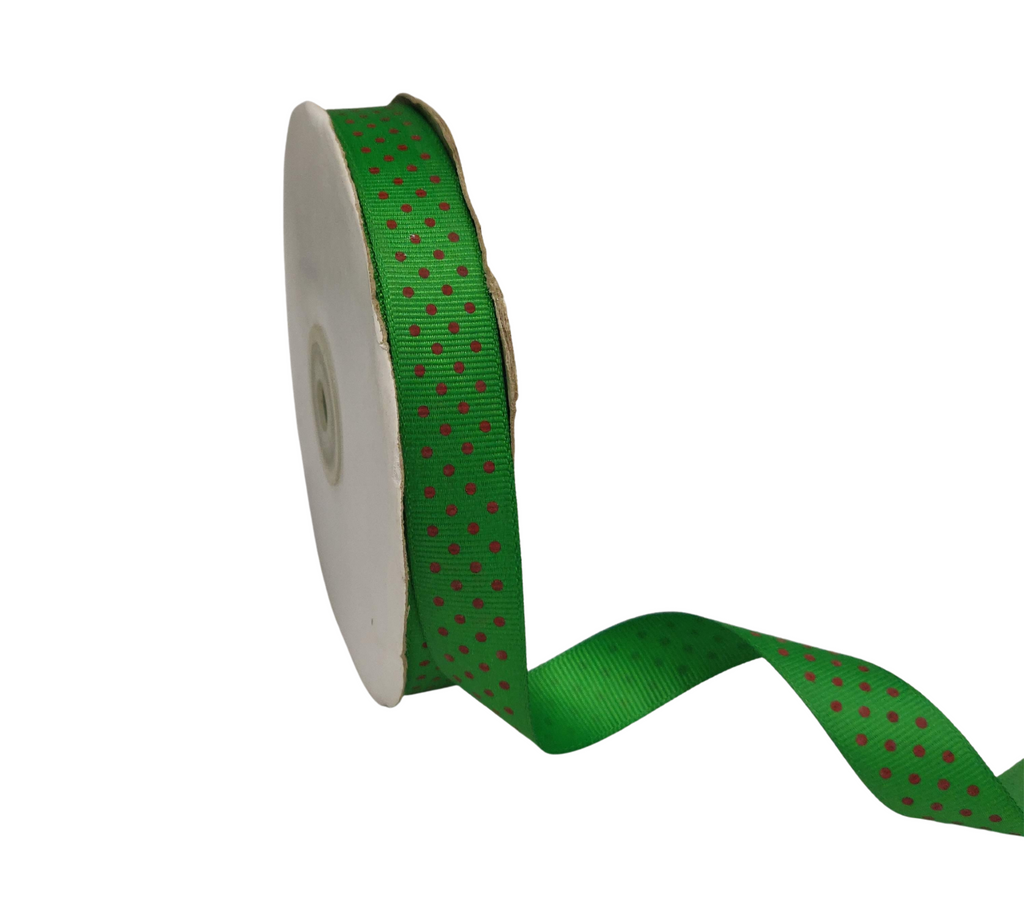 GREEN WITH RED LUMINA DOTS RIBBON (20MM | 45MTR)