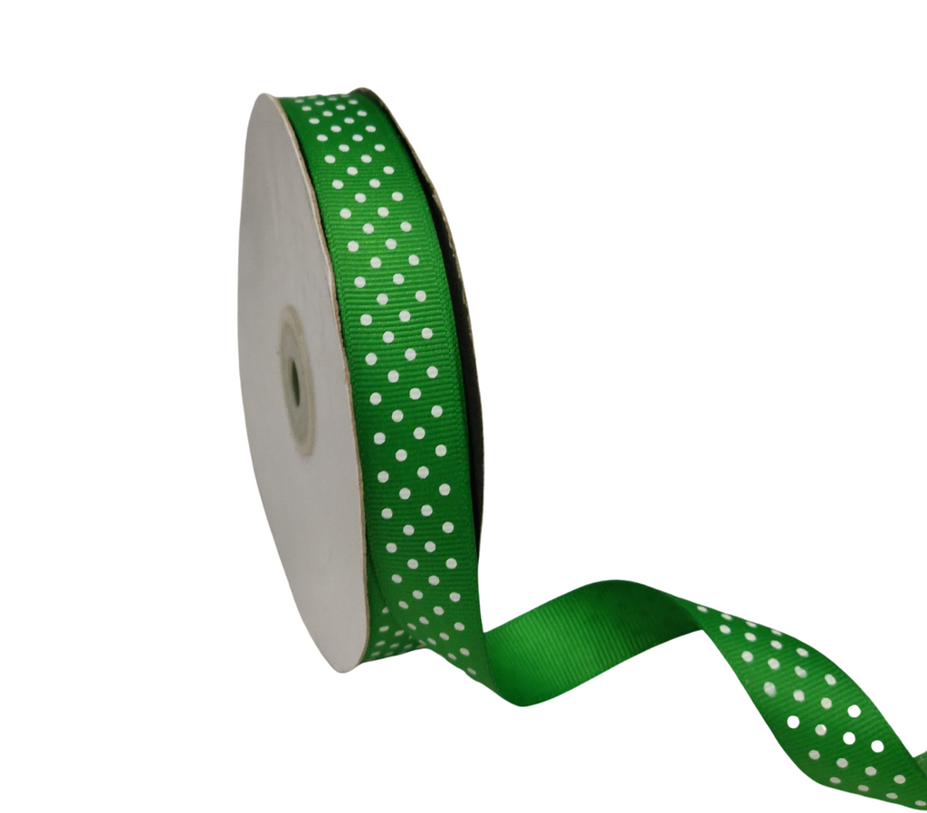 GREEN WITH WHITE LUMINA DOTS RIBBON (20MM | 45MTR)