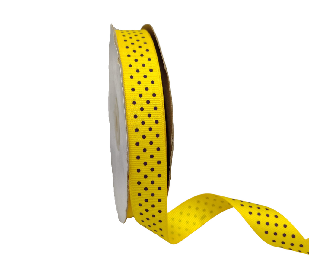 YELLOW WITH PURPLE LUMINA DOTS RIBBON (20MM | 45MTR)