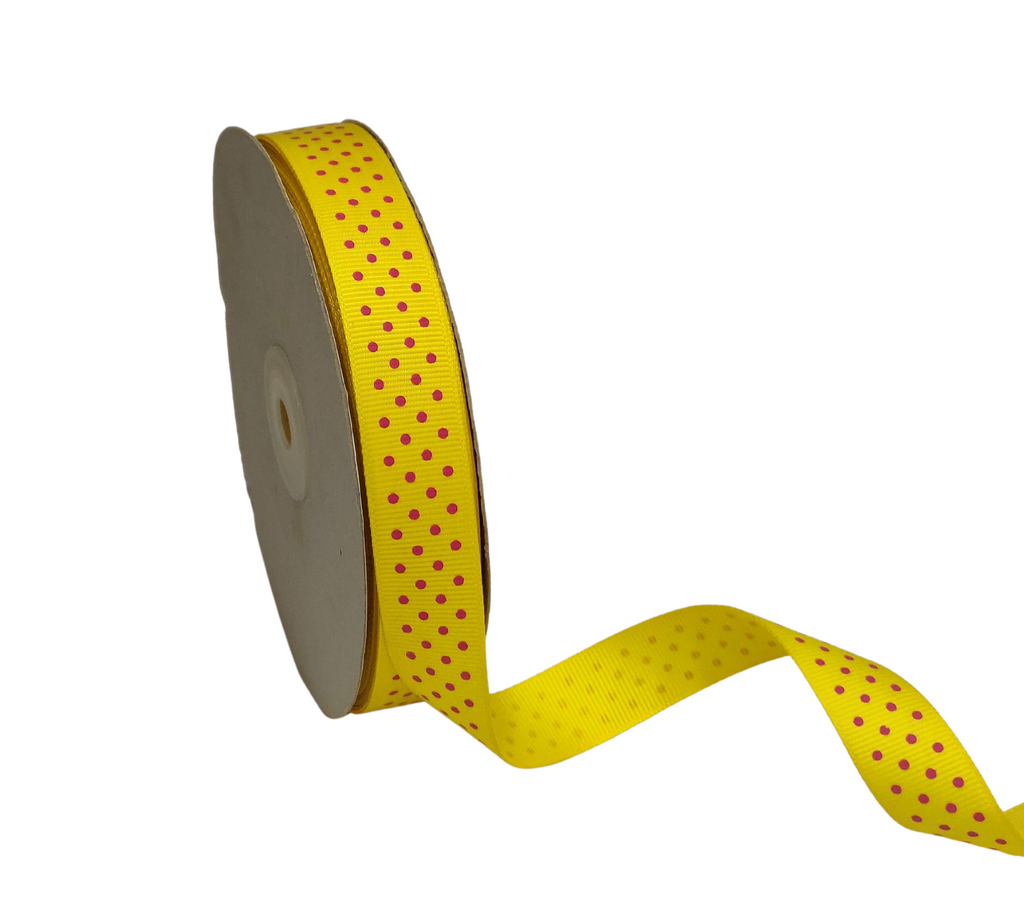 YELLOW WITH PINK LUMINA DOTS RIBBON (20MM | 45MTR)