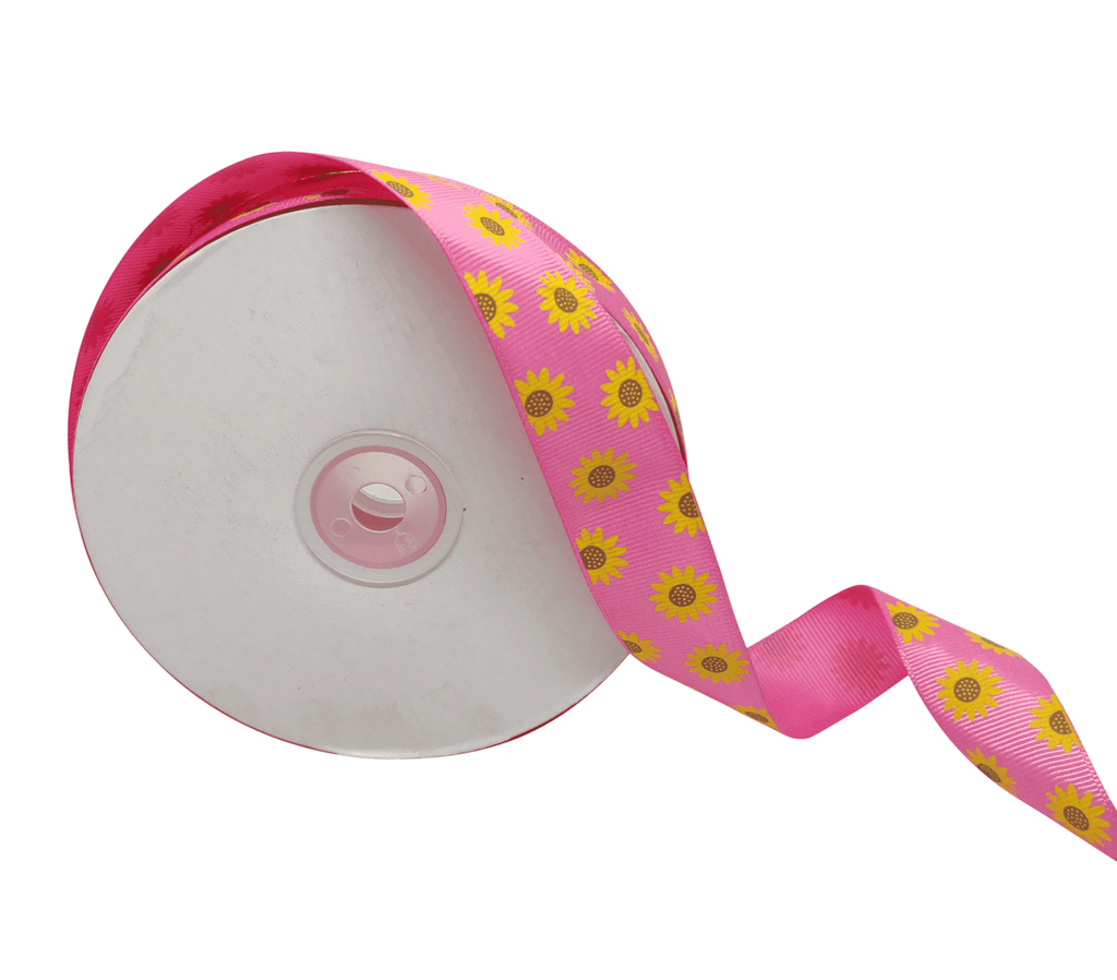 PINK WITH SUNFLOWERS RIBBON (25 MM)