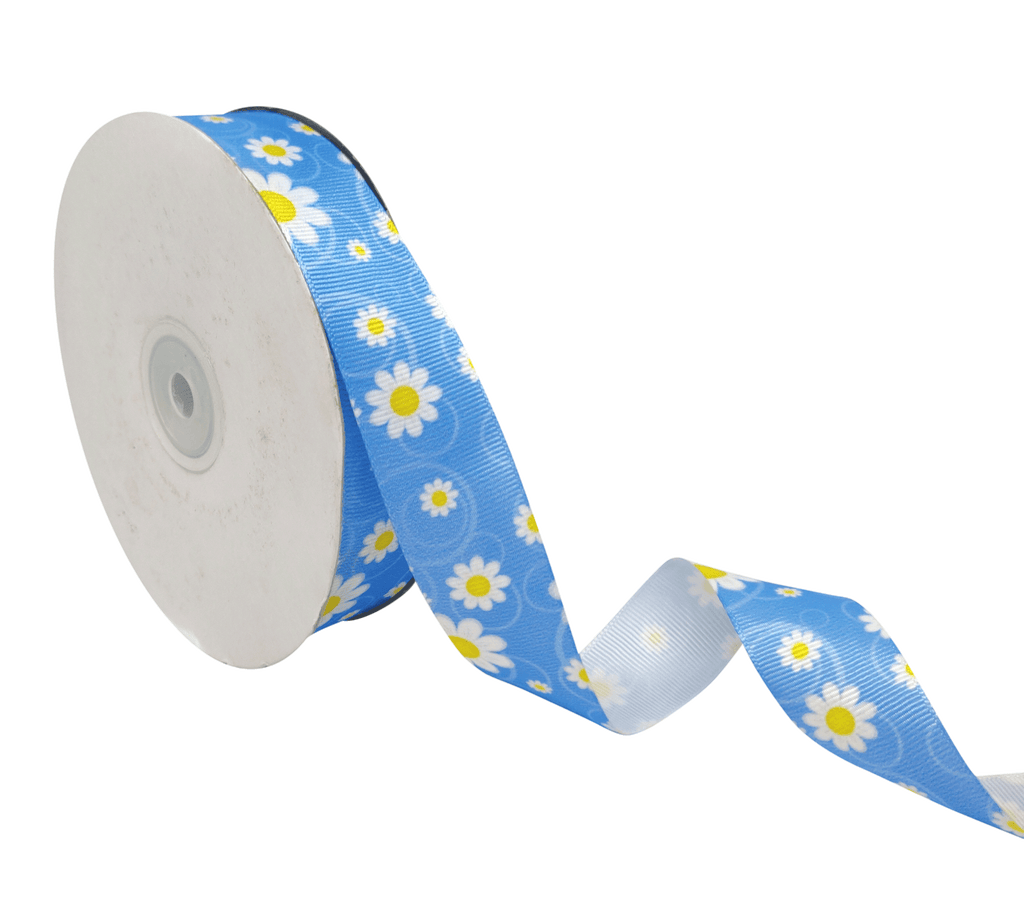 BLUE FLORAL RIBBON (25 MM)