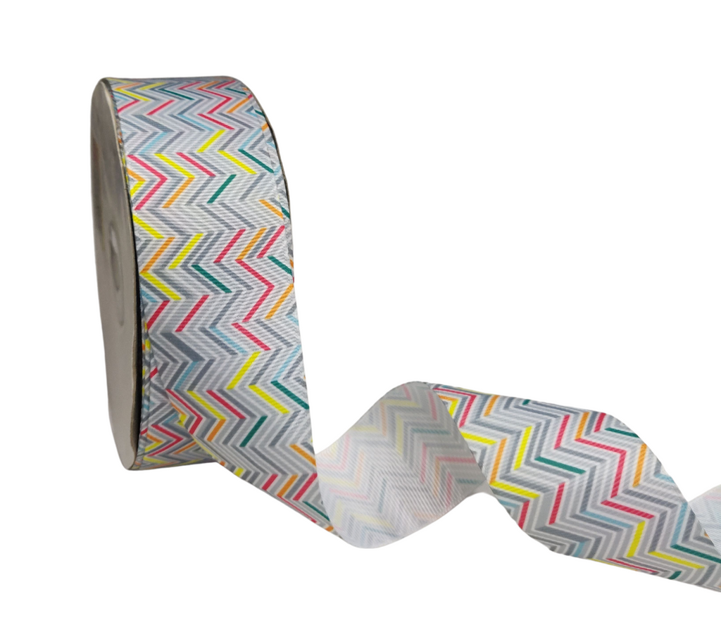 MULTI-COLOURED CHEVRON STRIPES RIBBON (38 MM)