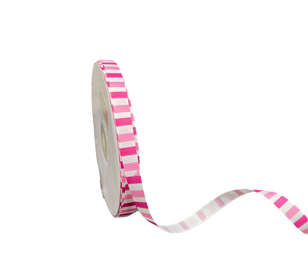 BABY PINK & RANI PINK STRIPES RIBBON (10 MM)