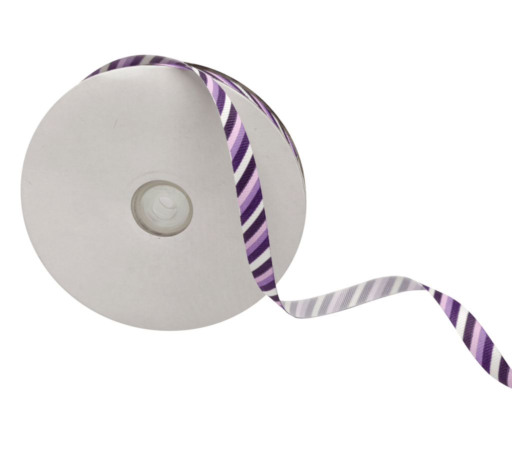 PURPLE DIAGONAL STRIPES RIBBON (10 MM)
