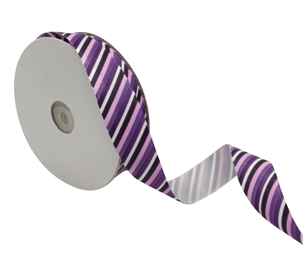 PURPLE DIAGONAL STRIPES RIBBON (25 MM)