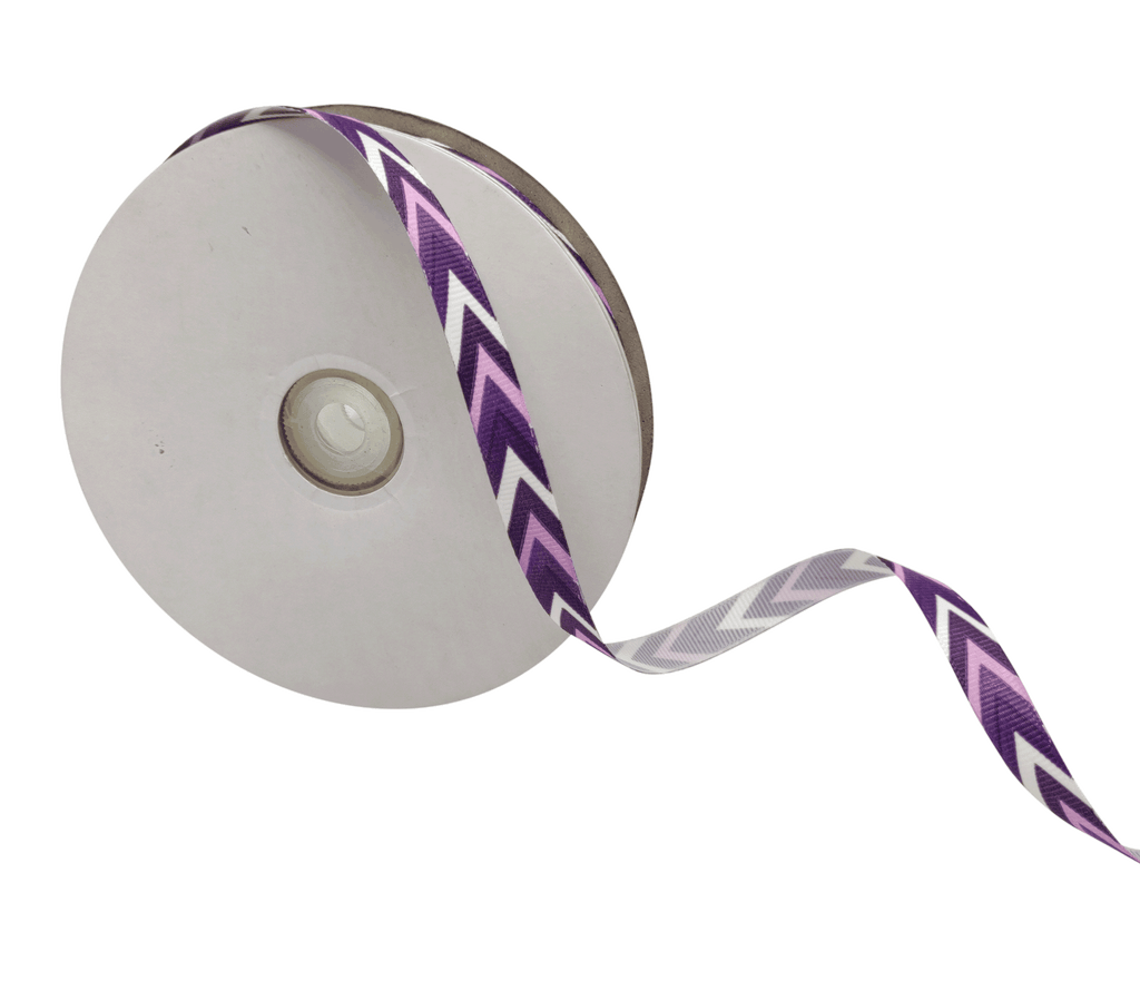 PURPLE CHEVRON STRIPES RIBBON (10 MM)