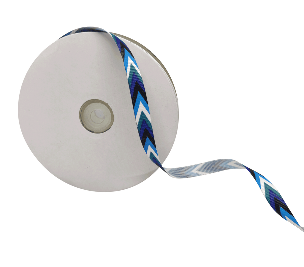 BLUE CHEVRON STRIPES RIBBON (10 MM)