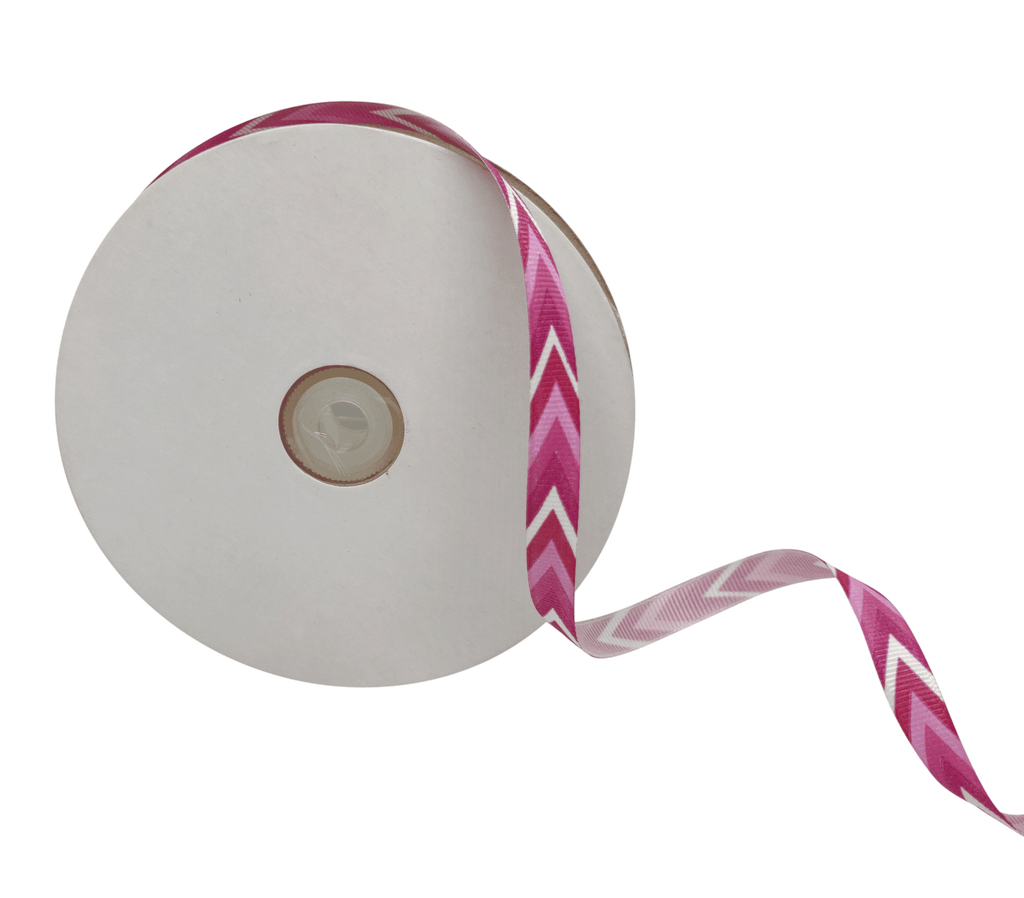 PINK CHEVRON STRIPES RIBBON (10 MM)
