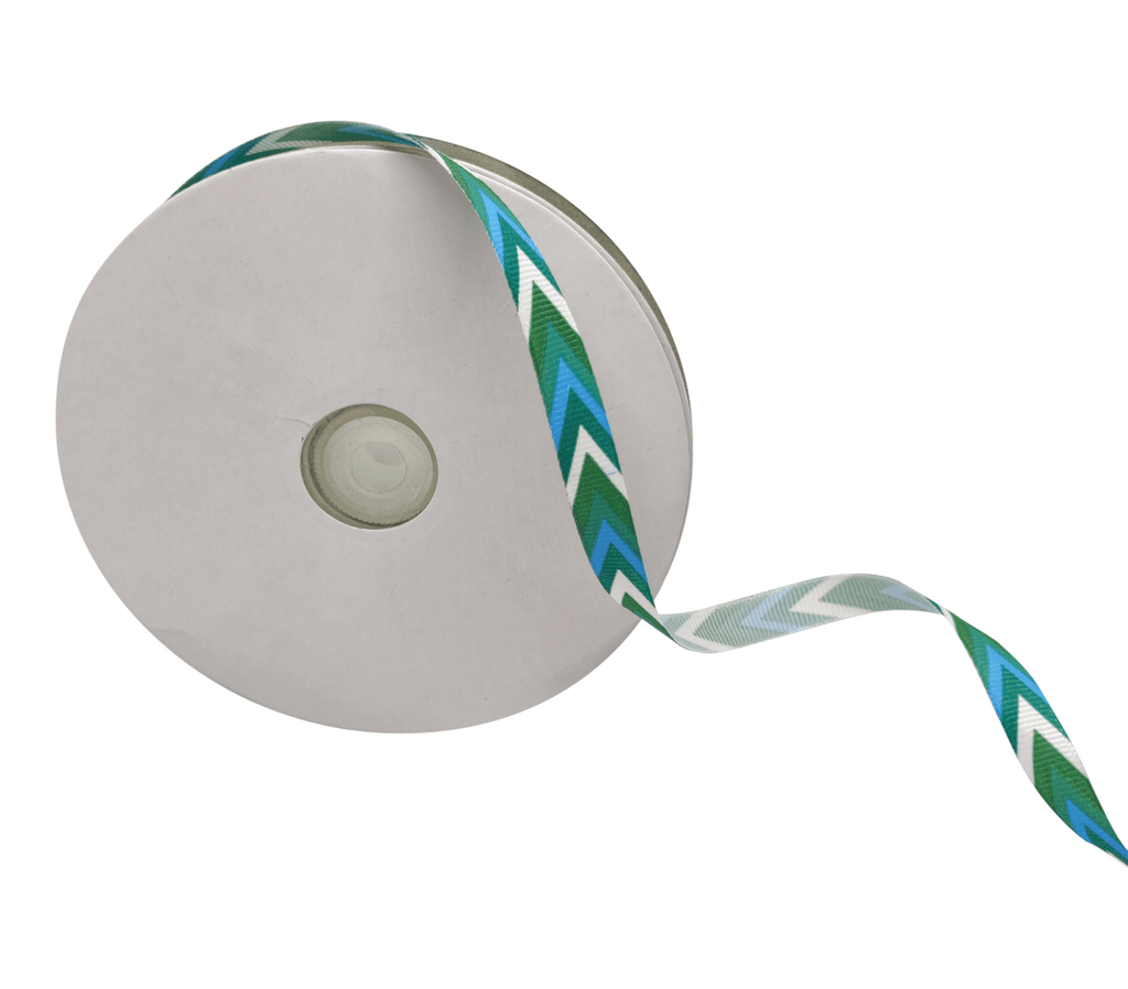 GREEN CHEVRON STRIPES RIBBON (10 MM)