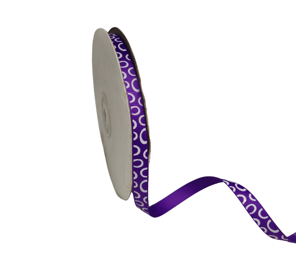 PURPLE WITH WHITE SEMI-CIRCLES RIBBON (10 MM)