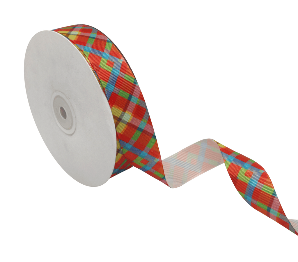 MULTI-COLOURED SCOTTISH CHECKS RIBBON (25 MM)