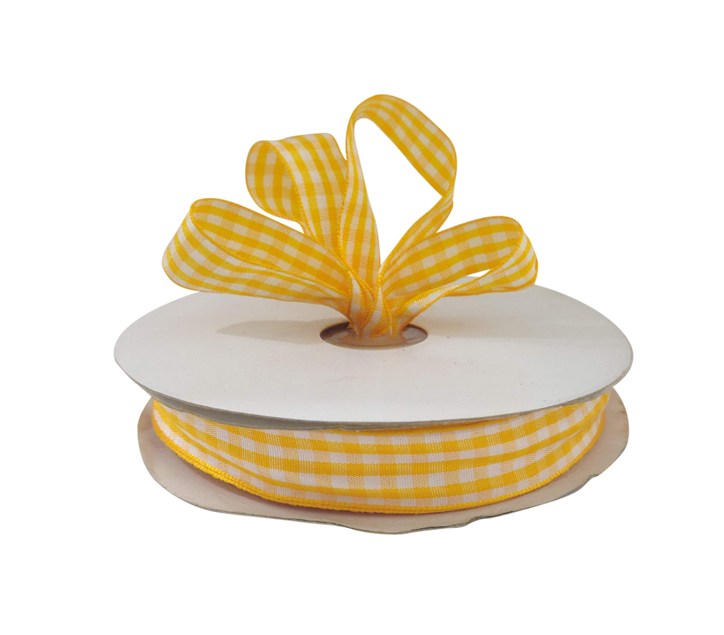 SUNSHINE YELLOW CHECKS RIBBON (20 MM)