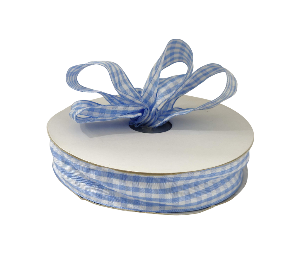 BABY BLUE CHECKS RIBBON (25 MM)