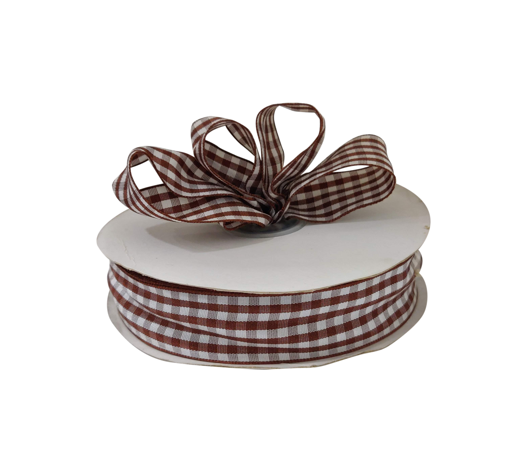 BROWN CHECKS RIBBON (25 MM)