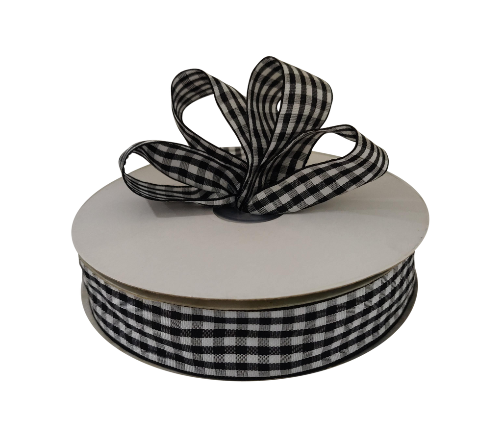 BLACK CHECKS RIBBON (25 MM)