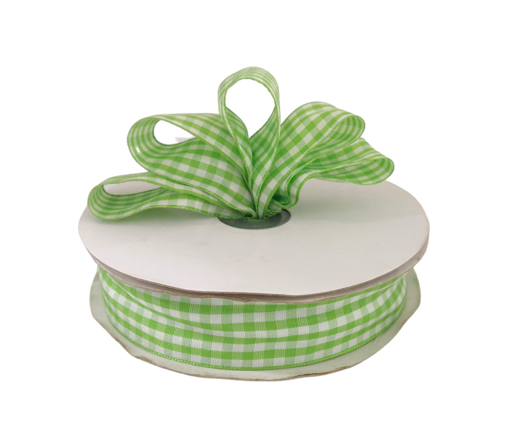 GREEN CHECKS RIBBON (25 MM)